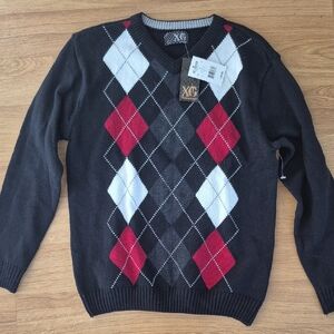 Argyle Sweater - Black, Red, and White
